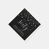 Silver Confetti op Black 60th Birthday Party Servet (Hoek)