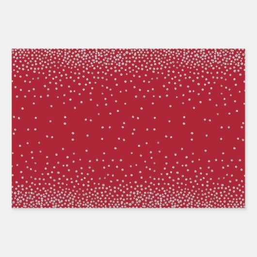 Silver Confetti op Red, Navy en Evergreen Inpakpapier Vel (Voorkant)