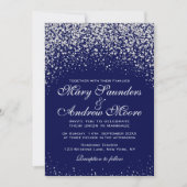 Silver Confetti op Royal Blue Invitation Kaart (Voorkant)