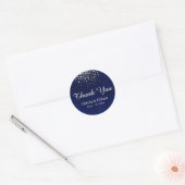 Silver Confetti op Royal Blue Ronde Sticker (Envelop)