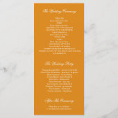 Silver Confetti Oranje Elegant Wedding Programma Programmakaart (Achterkant)