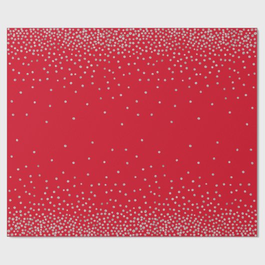 Silver Confetti over Cherry Red vakantiestijl Cadeaupapier (Vlak)