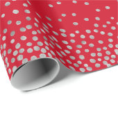 Silver Confetti over Cherry Red vakantiestijl Cadeaupapier (Rol Hoek)