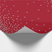 Silver Confetti over donkere rode feeststijl Cadeaupapier (Hoek)