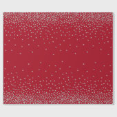 Silver Confetti over donkere rode feeststijl Cadeaupapier (Vlak)