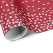 Silver Confetti over donkere rode feeststijl Cadeaupapier (Rol Hoek)