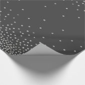 Silver Confetti over donkergrijze feeststijl Cadeaupapier (Hoek)