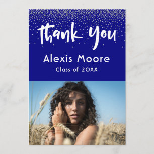 Silver Confetti Over Navy, Foto Afstudeerder 4 Har Aankondiging