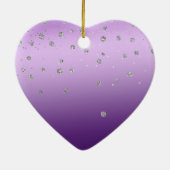 Silver Confetti Paars Ombre monogram Keramisch Ornament (Achterkant)