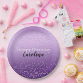 Silver Confetti Paars Ombre Papieren Bordje (Feest)