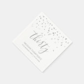 Silver Confetti Persoonlijke 30e verjaardag Servet (Hoek)