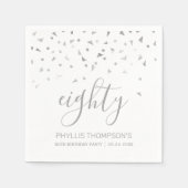 Silver Confetti - Persoonlijke 80e verjaardag Servet (Voorkant)
