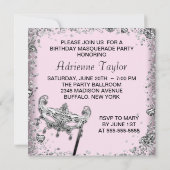 Silver Confetti Pink Black Masquerade Party Kaart (Achterkant)