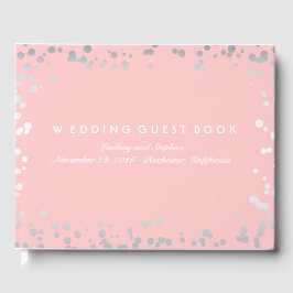 Silver Confetti Pink Blush Elegant Wedding Gastenboek