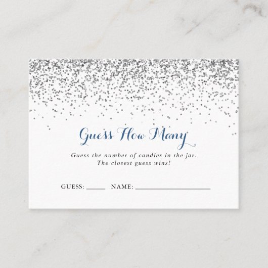 Silver Confetti raad hoeveel gamekaart Visitekaartje (Voorkant)