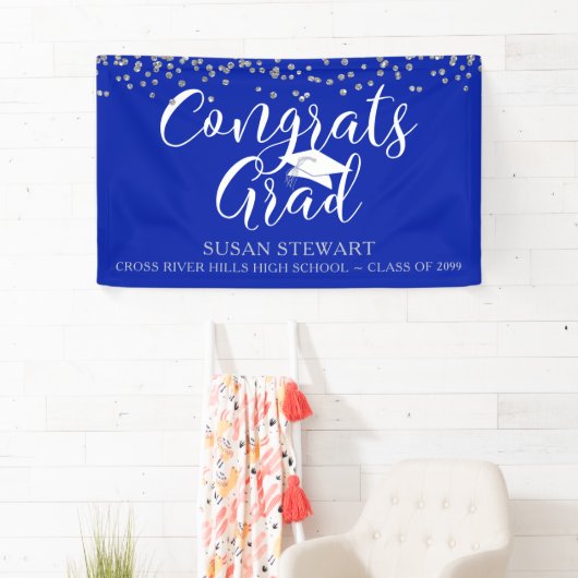 Silver Confetti Script CONGRATS AFSTUDEERDER Royal Spandoek (Insitu)