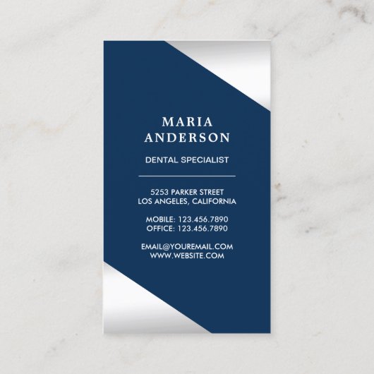 Silver Confetti Silver Tooth Tandheelkundige Clini Visitekaartje (Achterkant)