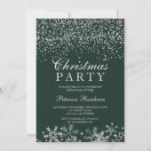 Silver confetti sneeuwvlokken donkergroene kerst kaart (Voorkant)