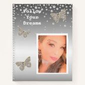 Silver Confetti Sparkle Uw foto gepersonaliseerd Notitieboek (Voorkant)