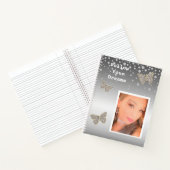 Silver Confetti Sparkle Uw foto gepersonaliseerd Notitieboek (Binnen)