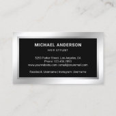 Silver Confetti Steel Razor Blade Hair Stylist Visitekaartje (Achterkant)