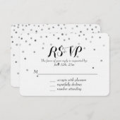 Silver Confetti Stippen Bruiloft RSVP (Voorkant / Achterkant)