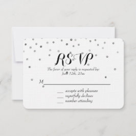 Silver Confetti Stippen Bruiloft RSVP Kaartje