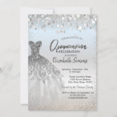 Silver Confetti Stippen, Chic Dress Quinceañera Kaart (Voorkant)