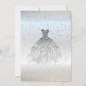 Silver Confetti Stippen, Chic Dress Quinceañera Kaart (Achterkant)