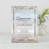 Silver Confetti Stippen Lijst Quinceañera Kaart (Staand voorkant)