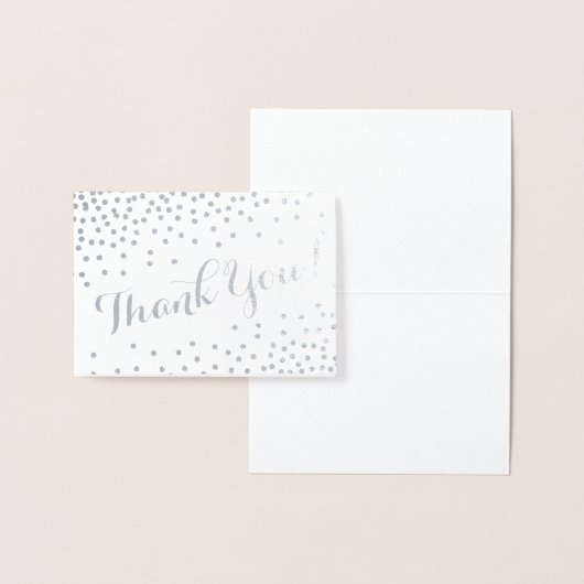Silver Confetti Stippen Modern Bedankt Grey Folie Kaarten (Display)