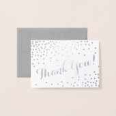 Silver Confetti Stippen Modern Bedankt Grey Folie Kaarten (Voorkant met envelop)