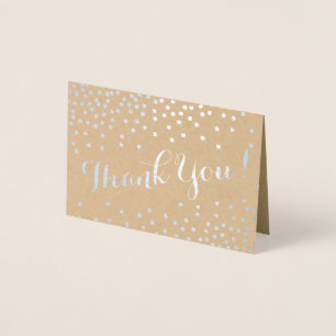 Silver Confetti Stippen Modern Dank u Kraft Folie Kaarten