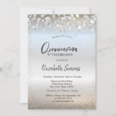 Silver Confetti Stippen Princess Silver Quinceañer Kaart (Voorkant)