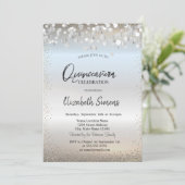 Silver Confetti Stippen Princess Silver Quinceañer Kaart (Staand voorkant)