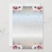 Silver Confetti Stippen Silver Floral Quinceañera Kaart (Achterkant)