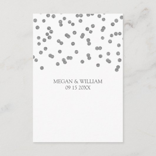 Silver Confetti Wedding Direction Insert Informatiekaartje (Achterkant)