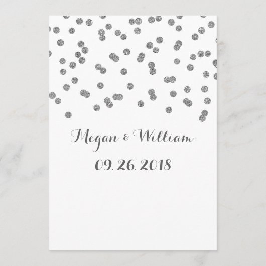 Silver Confetti Wedding Menu (Achterkant)