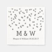 Silver Confetti Wedding Monogram Servetten (Voorkant)