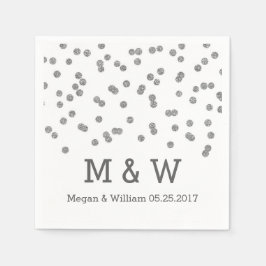 Silver Confetti Wedding Monogram Servetten