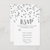 Silver Confetti Wedding RSVP-kaarten RSVP Kaartje (Voorkant / Achterkant)