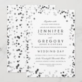 Silver Confetti White Modern en Elegant Wedding Kaart (Voorkant / Achterkant)