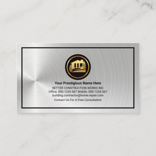 Silver Construction Tool Banners Visitekaartje (Achterkant)