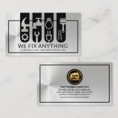 Silver Construction Tool Banners Visitekaartje (Voorkant / Achterkant)