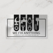 Silver Construction Tool Banners Visitekaartje (Voorkant)