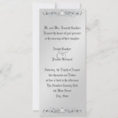Silver Coral Diamond Damask Wedding Invitation Kaart (Achterkant)