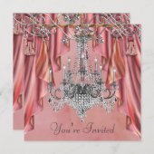 Silver Coral Pink Chandelier Kaart (Voorkant / Achterkant)