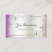 Silver  Corners Paars Pink Shimmery Marble Visitekaartje (Voorkant)