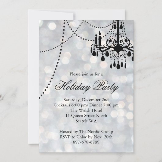 Silver Corporate Chandelier Holiday Party nodigt u Kaart (Voorkant)