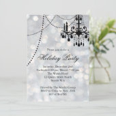 Silver Corporate Chandelier Holiday Party nodigt u Kaart (Staand voorkant)